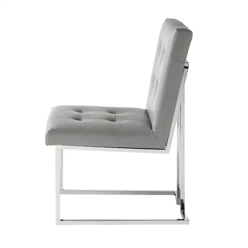 Chaise de salle à manger sans accoudoirs Vanderbilt de Inspired Home avec cadre en acier inoxydable (ensemble de 2)
