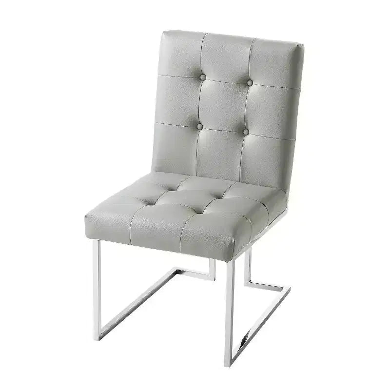 Chaise de salle à manger sans accoudoirs Vanderbilt de Inspired Home avec cadre en acier inoxydable (ensemble de 2)