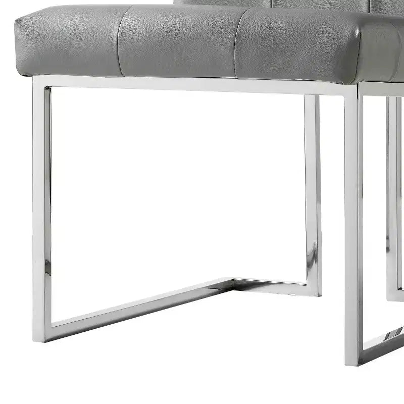 Chaise de salle à manger sans accoudoirs Vanderbilt de Inspired Home avec cadre en acier inoxydable (ensemble de 2)