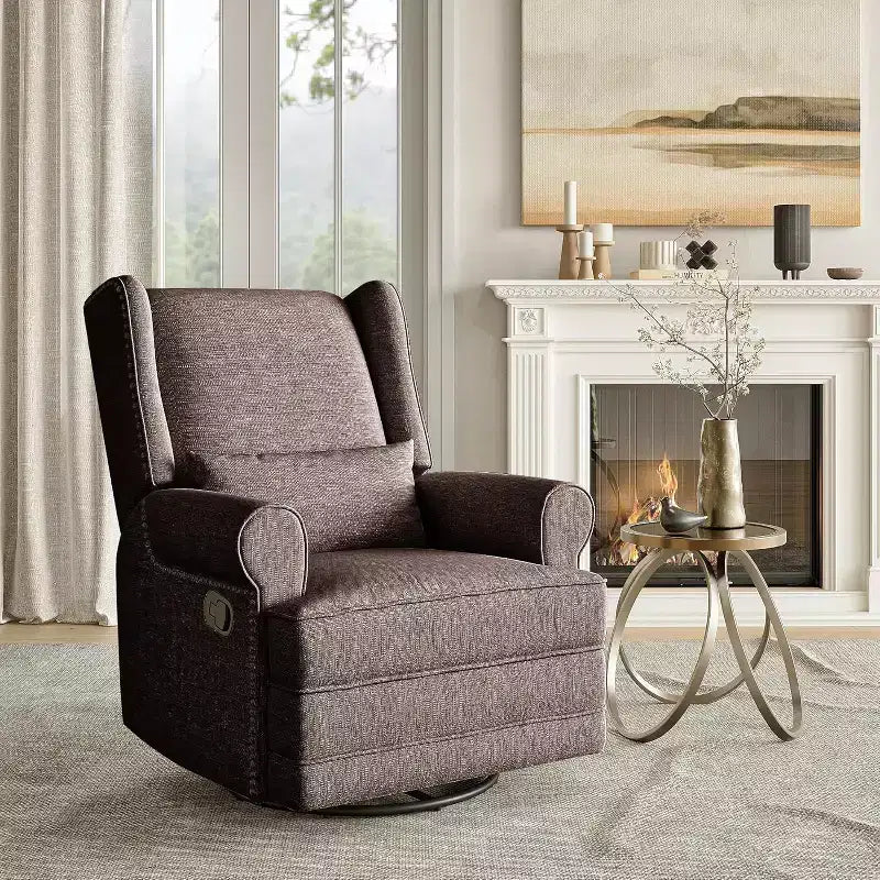 Fauteuil inclinable pivotant Heynemo, fauteuil à bascule confortable avec oreiller et repose-pieds, fauteuil à bascule pivotant pour chambre à coucher, chambre de bébé