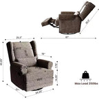Fauteuil inclinable pivotant Heynemo, fauteuil à bascule confortable avec oreiller et repose-pieds, fauteuil à bascule pivotant pour chambre à coucher, chambre de bébé