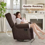 Fauteuil inclinable pivotant Heynemo, fauteuil à bascule confortable avec oreiller et repose-pieds, fauteuil à bascule pivotant pour chambre à coucher, chambre de bébé