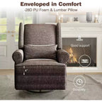 Fauteuil inclinable pivotant Heynemo, fauteuil à bascule confortable avec oreiller et repose-pieds, fauteuil à bascule pivotant pour chambre à coucher, chambre de bébé