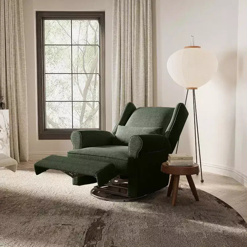 Fauteuil inclinable pivotant Heynemo, fauteuil à bascule confortable avec oreiller et repose-pieds, fauteuil à bascule pivotant pour chambre à coucher, chambre de bébé