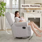 Fauteuil inclinable pivotant Heynemo, fauteuil à bascule confortable avec oreiller et repose-pieds, fauteuil à bascule pivotant pour chambre à coucher, chambre de bébé