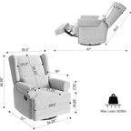 Fauteuil inclinable pivotant Heynemo, fauteuil à bascule confortable avec oreiller et repose-pieds, fauteuil à bascule pivotant pour chambre à coucher, chambre de bébé