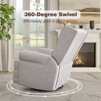 Fauteuil inclinable pivotant Heynemo, fauteuil à bascule confortable avec oreiller et repose-pieds, fauteuil à bascule pivotant pour chambre à coucher, chambre de bébé