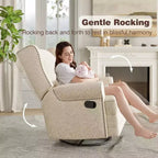 Fauteuil inclinable pivotant Heynemo, fauteuil à bascule confortable avec oreiller et repose-pieds, fauteuil à bascule pivotant pour chambre à coucher, chambre de bébé
