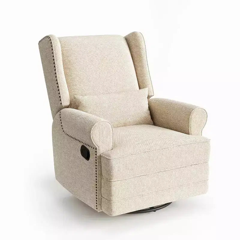 Fauteuil inclinable pivotant Heynemo, fauteuil à bascule confortable avec oreiller et repose-pieds, fauteuil à bascule pivotant pour chambre à coucher, chambre de bébé