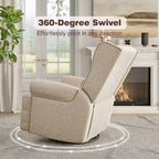 Fauteuil inclinable pivotant Heynemo, fauteuil à bascule confortable avec oreiller et repose-pieds, fauteuil à bascule pivotant pour chambre à coucher, chambre de bébé