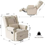 Fauteuil inclinable pivotant Heynemo, fauteuil à bascule confortable avec oreiller et repose-pieds, fauteuil à bascule pivotant pour chambre à coucher, chambre de bébé