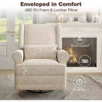 Fauteuil inclinable pivotant Heynemo, fauteuil à bascule confortable avec oreiller et repose-pieds, fauteuil à bascule pivotant pour chambre à coucher, chambre de bébé