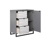 Meuble d'appoint Monterey à 1 porte/3 tiroirs, motif à vagues artificiel avec graphite