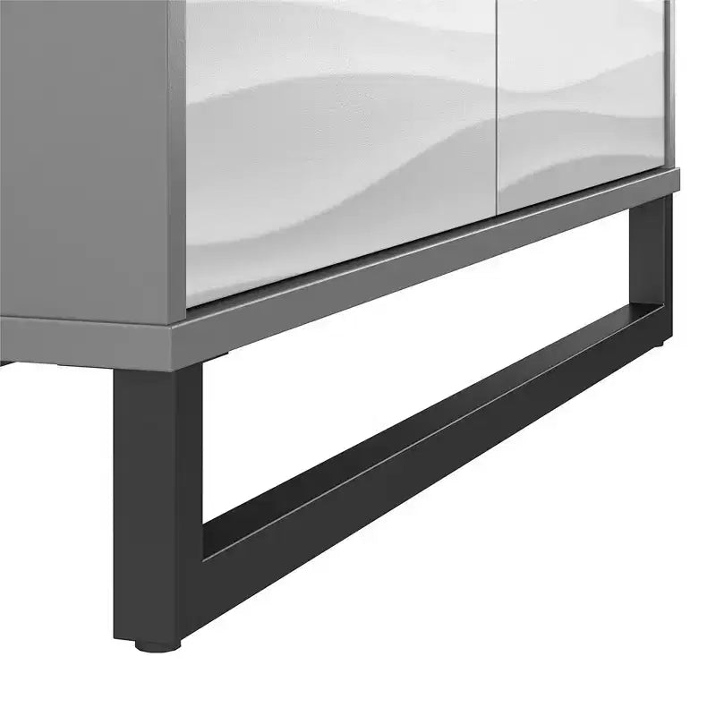 Meuble d'appoint Monterey à 1 porte/3 tiroirs, motif à vagues artificiel avec graphite
