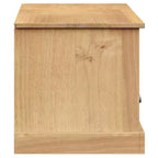 vidaXL VIGO Meuble TV en pin massif avec rangement - Finition miel ciré, poignées en métal, 156 cm (L) x 40 cm (H)