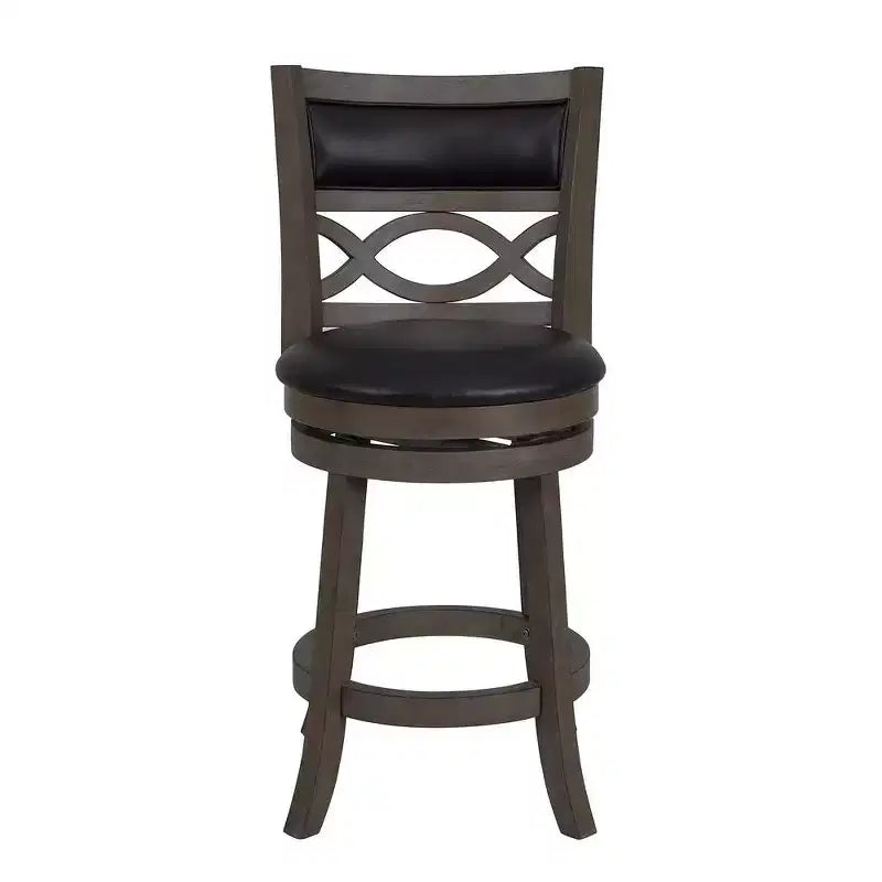 Tabouret de comptoir pivotant en bois gris Manchester avec assise en PU, New Classic Furniture