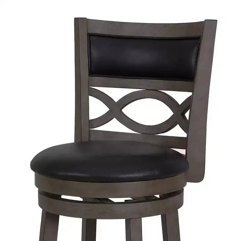 Tabouret de comptoir pivotant en bois gris Manchester avec assise en PU, New Classic Furniture