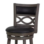 Tabouret de comptoir pivotant en bois gris Manchester avec assise en PU, New Classic Furniture