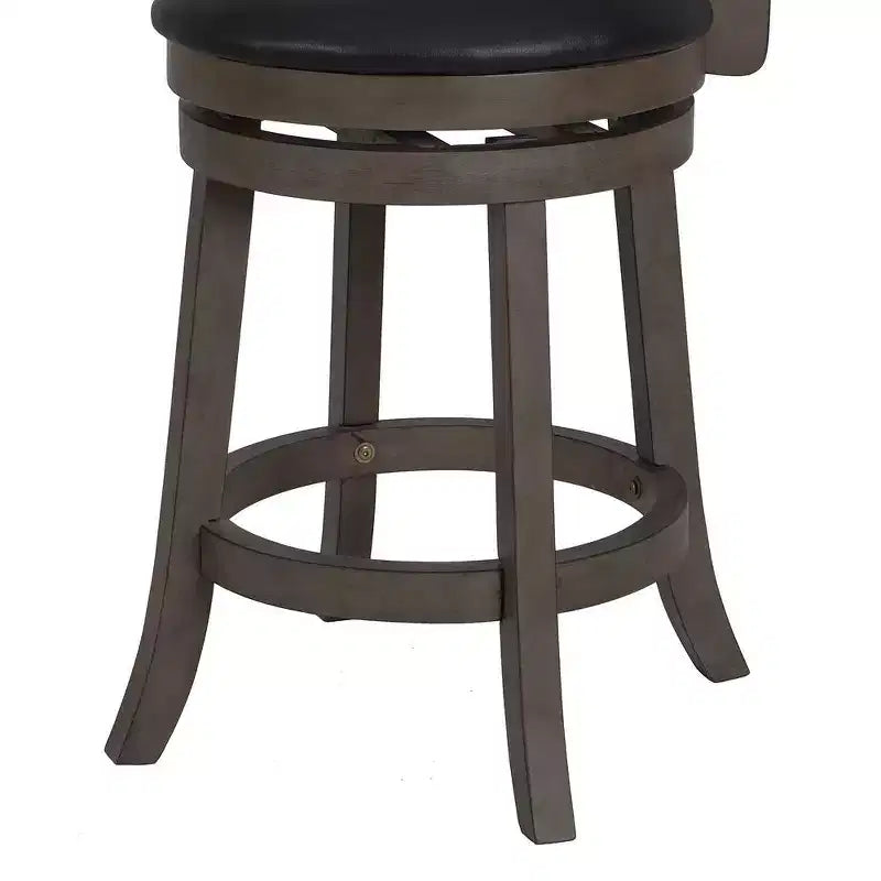 Tabouret de comptoir pivotant en bois gris Manchester avec assise en PU, New Classic Furniture