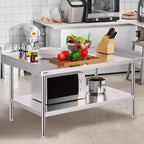 Table de travail en acier inoxydable VEVOR, table de préparation de cuisine commerciale 30 x 48 x 26 pouces, table de préparation robuste avec dosseret 3 côtés, table de travail en métal