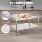 Table de travail en acier inoxydable VEVOR, table de préparation de cuisine commerciale 30 x 48 x 26 pouces, table de préparation robuste avec dosseret 3 côtés, table de travail en métal