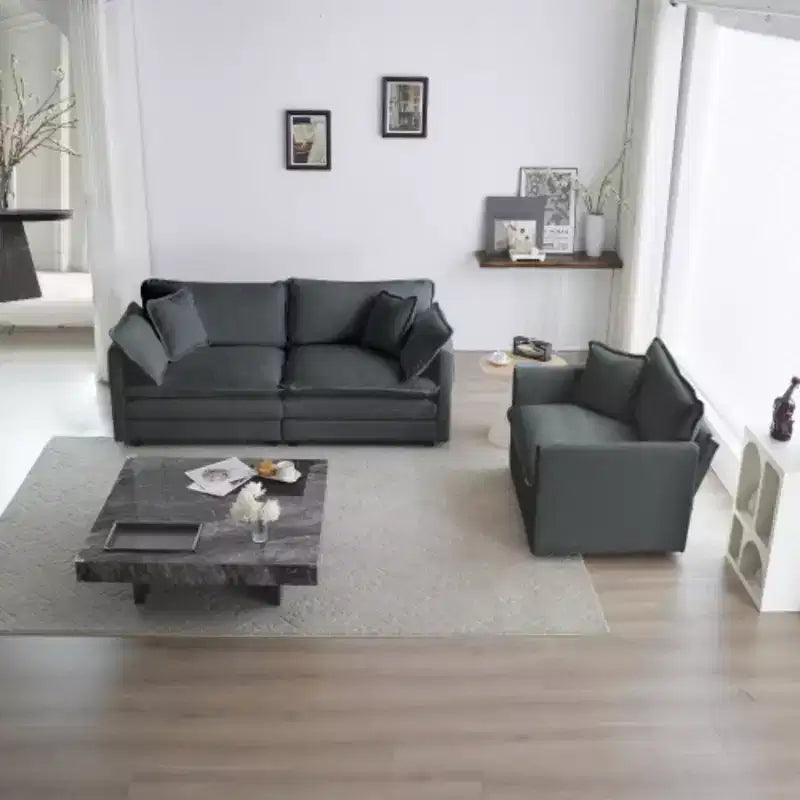 Ensemble salon chic en chenille : canapé 2 places et fauteuil