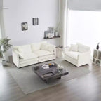 Stylish Chenille Living Room Set: 2-Seater and Chair