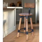 HomeRoots Chaise de bar en fer brun et naturel 28