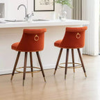 Lot de 2 tabourets de comptoir Elvara touffetés avec boutons et clous décoratifs, par Roundhill Furniture