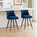 Lot de 2 tabourets de comptoir Elvara touffetés avec boutons et clous décoratifs, par Roundhill Furniture