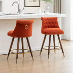 Lot de 2 tabourets de comptoir Elvara touffetés avec boutons et clous décoratifs, par Roundhill Furniture