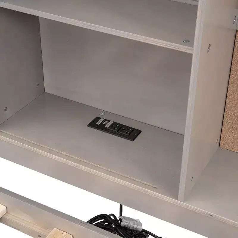 Lit de repos double Whisen avec étagères de rangement, panneau en liège, ports USB et 3 tiroirs
