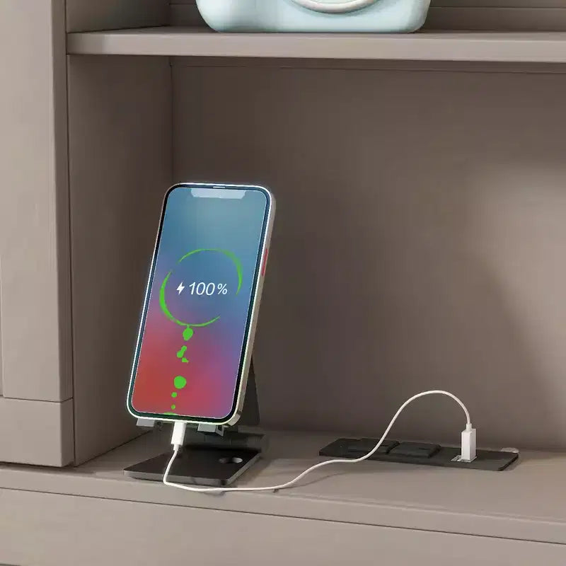 Lit de repos double Whisen avec étagères de rangement, panneau en liège, ports USB et 3 tiroirs