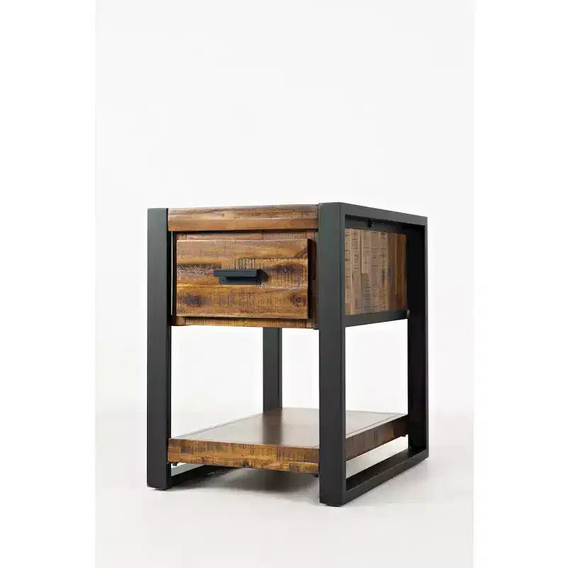 Jofran, Table d'appoint avec tiroir en acacia vieilli style industriel moderne Loftworks - couleur marron