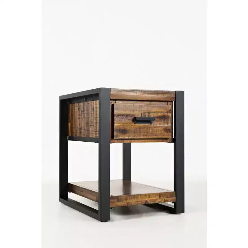 Jofran, Table d'appoint avec tiroir en acacia vieilli style industriel moderne Loftworks - couleur marron