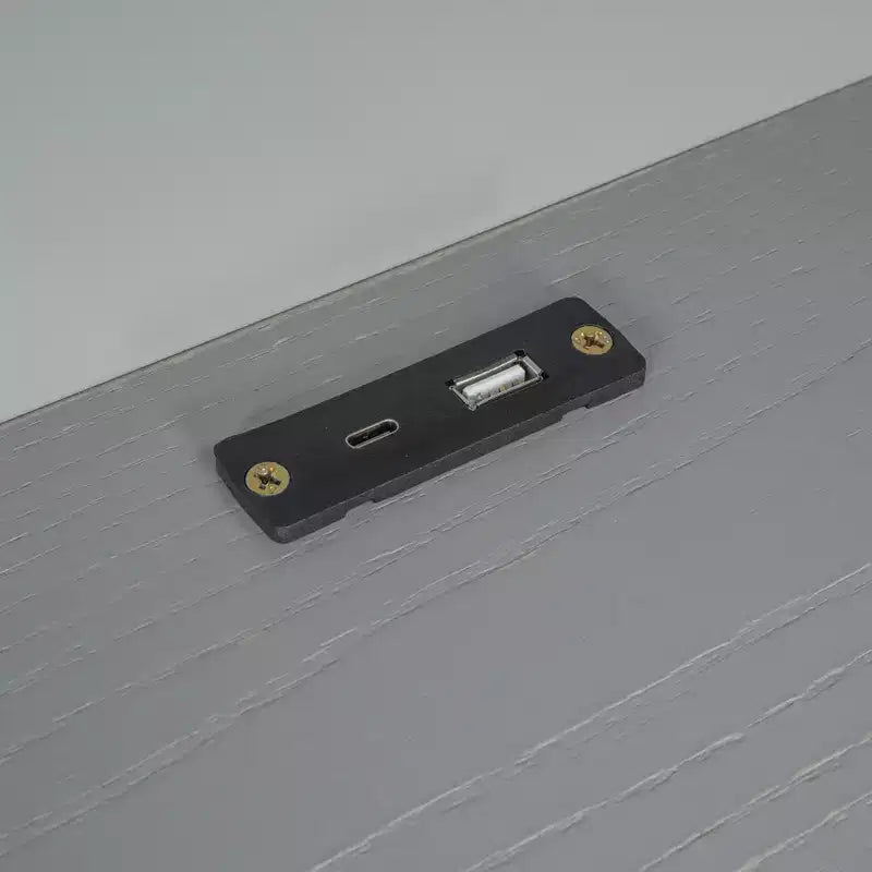 Lit plateforme double Whisen en bois avec lumière DEL intégrée, tête de lit multifonctionnelle, garde-corps et tiroirs