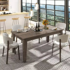 Grande table à manger extensible, Table à manger rectangulaire moderne extensible avec pieds en bois pour salon, cuisine, salle à manger