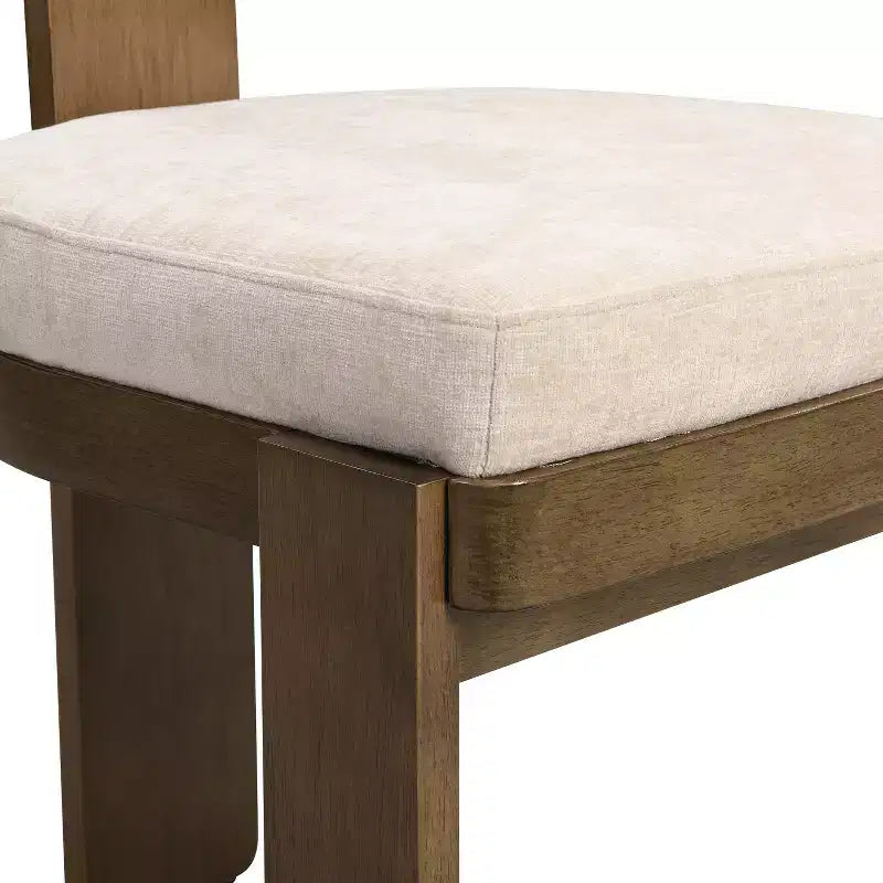 Lot de 2 chaises de salle à manger modernes rembourrées avec cadre en bois d'hévéa massif, chaises d'appoint du milieu du siècle - ModernLuxe