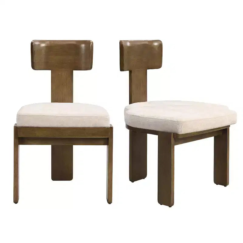 Lot de 2 chaises de salle à manger modernes rembourrées avec cadre en bois d'hévéa massif, chaises d'appoint du milieu du siècle - ModernLuxe
