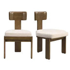 Lot de 2 chaises de salle à manger modernes rembourrées avec cadre en bois d'hévéa massif, chaises d'appoint du milieu du siècle - ModernLuxe