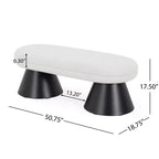 Banc rembourré ovale moderne avec pieds géométriques noirs, banc de salle à manger pour entrée de salon - Christopher Knight Home