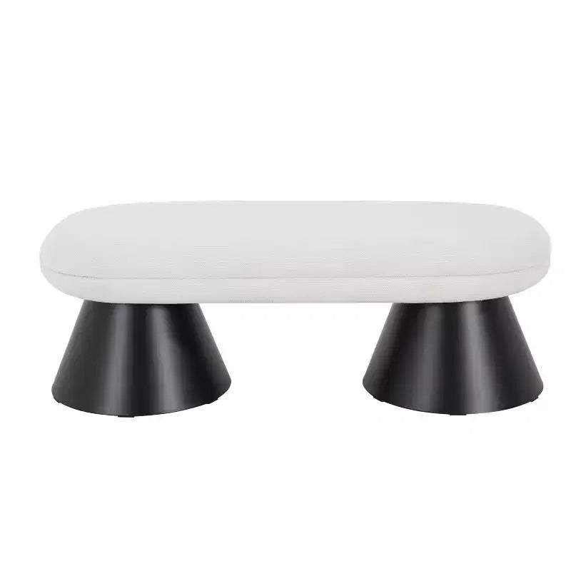 Banc rembourré ovale moderne avec pieds géométriques noirs, banc de salle à manger pour entrée de salon - Christopher Knight Home
