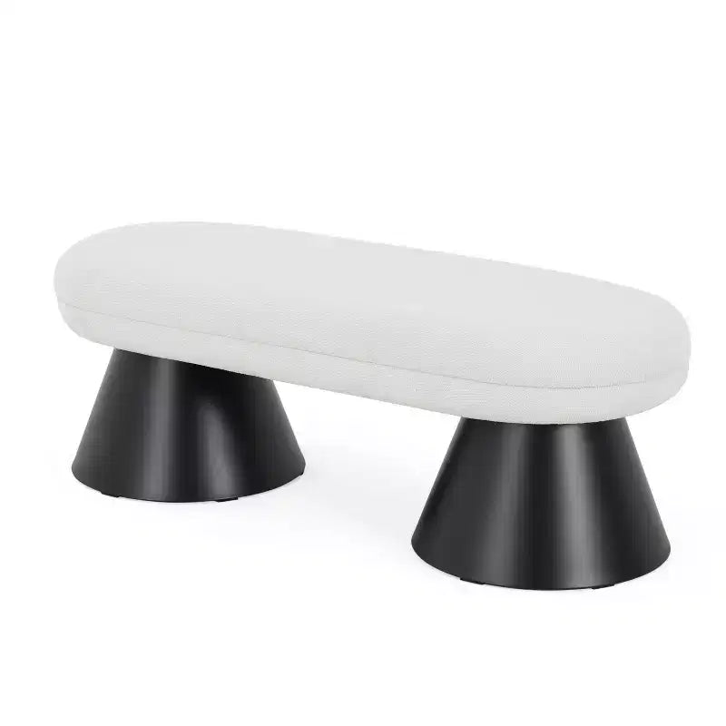 Banc rembourré ovale moderne avec pieds géométriques noirs, banc de salle à manger pour entrée de salon - Christopher Knight Home