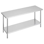 VEVOR Stainless Steel Prep Table, 24 x 72 x 34 Inch, 880 lbs Load Capacity, Heavy Duty Metal Worktable with 3 Adjustable Height Levels
