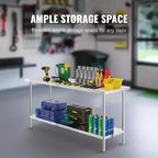 Table de préparation VEVOR en acier inoxydable, 24 x 72 x 34 pouces, capacité de charge de 400 kg, plan de travail métallique robuste avec 3 niveaux de hauteur réglables