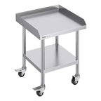 VEVOR Stainless Steel Work Table, 24 x 24 x 30 Inch Commercial Food Prep Worktable with 4 Wheels,Casters, 3-Sided Backsplash HeavyDuty Prep Worktable