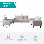 Mjkone Ensemble de canapés modulables pour salon : canapé 3 places, causeuse et fauteuil simple