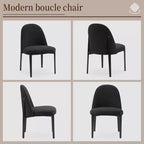 Lot de 4 chaises de salle à manger en bouclette, chaises épaisses rembourrées avec pieds en métal et dossier incurvé, pour salle à manger, cuisine, salon, chambre à coucher - Morden Fort