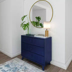 Plank+Beam Commode classique à 3 tiroirs en bois massif, petite commode de chambre, commode à tiroirs