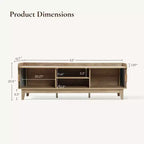 Meuble TV LuxenHome 63" style Mid-Century avec rangement, pour téléviseurs jusqu'à 65", console média marron avec portes coulissantes, chêne marron